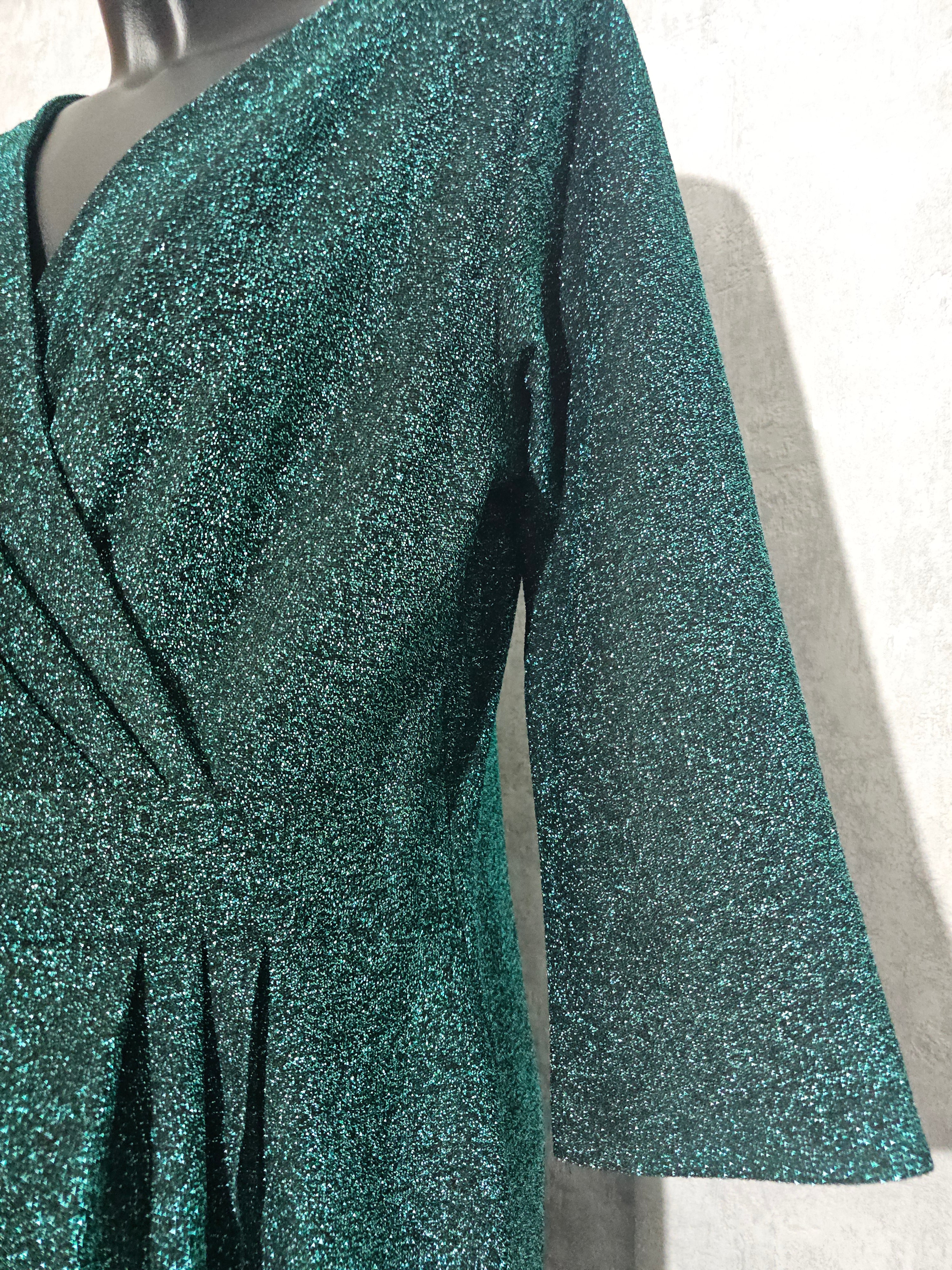 Festliches Glitzerkleid – Grün | 50
