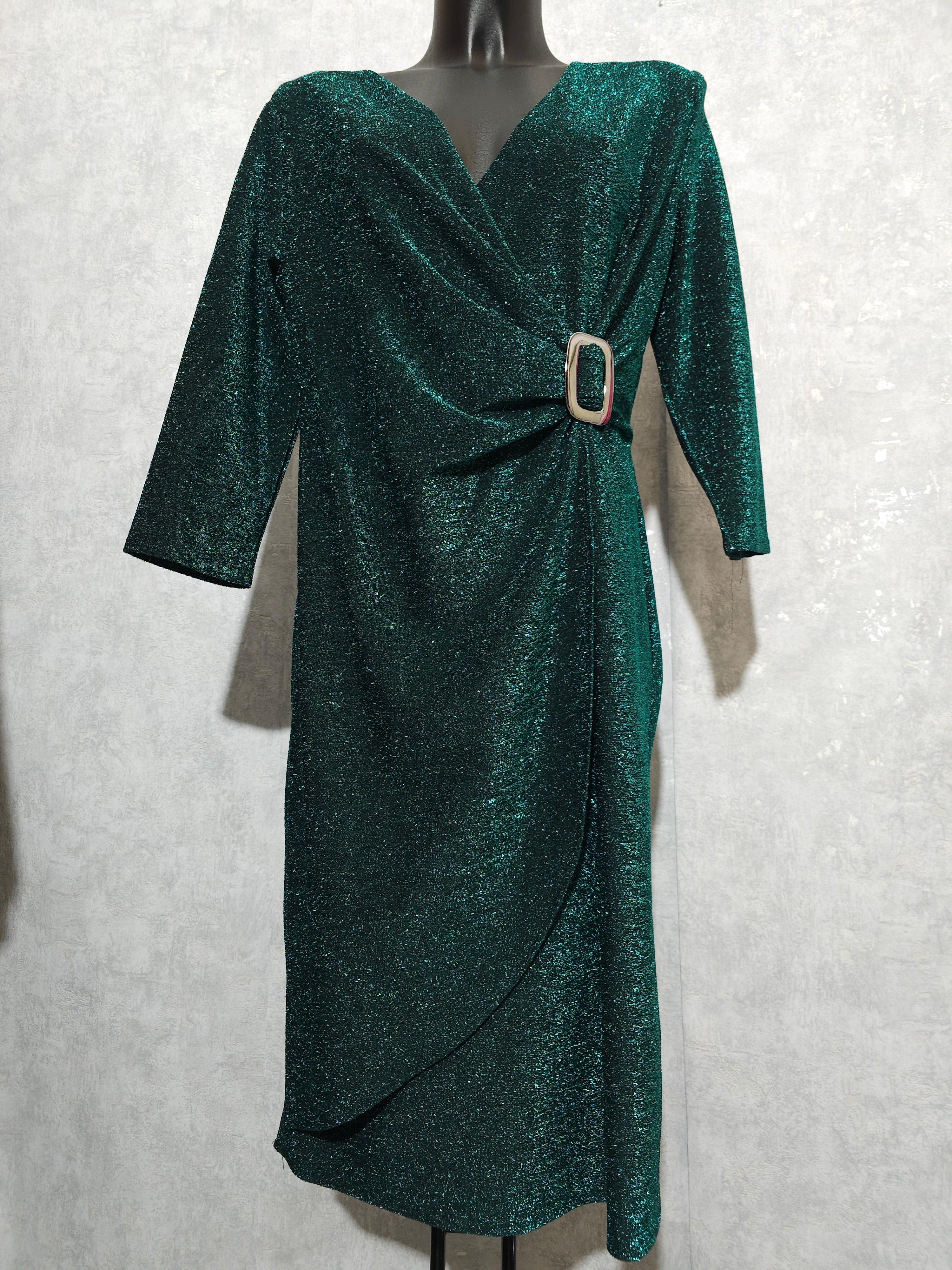 Festliches Glitzerkleid– Grün | 44-50