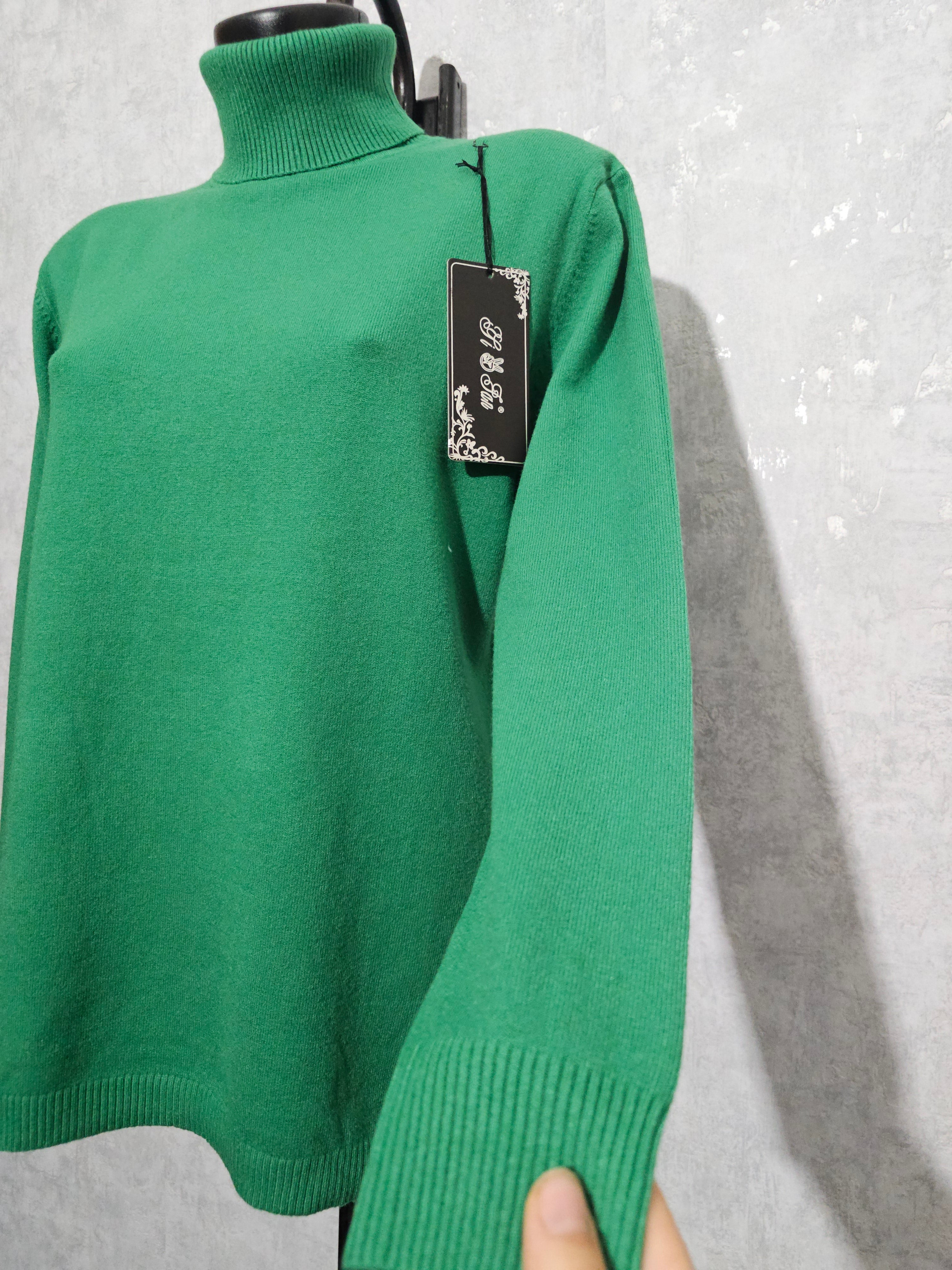 Grüner Rollkragenpullover – weich, warm & hochwertig – L/X
