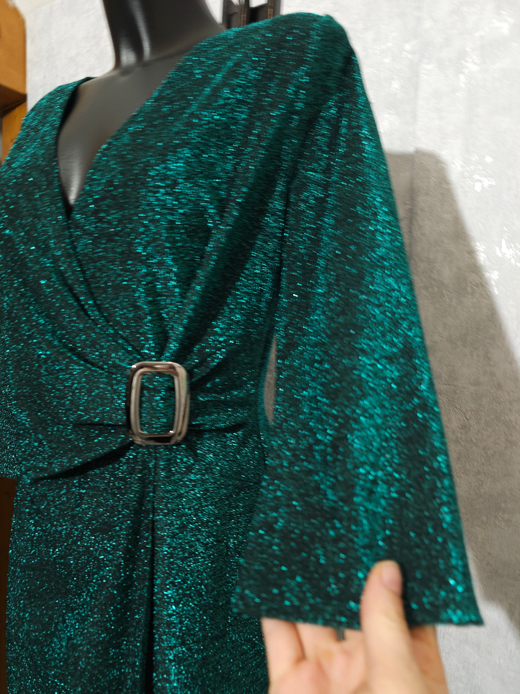 Festliches Glitzerkleid– Grün | 44-50