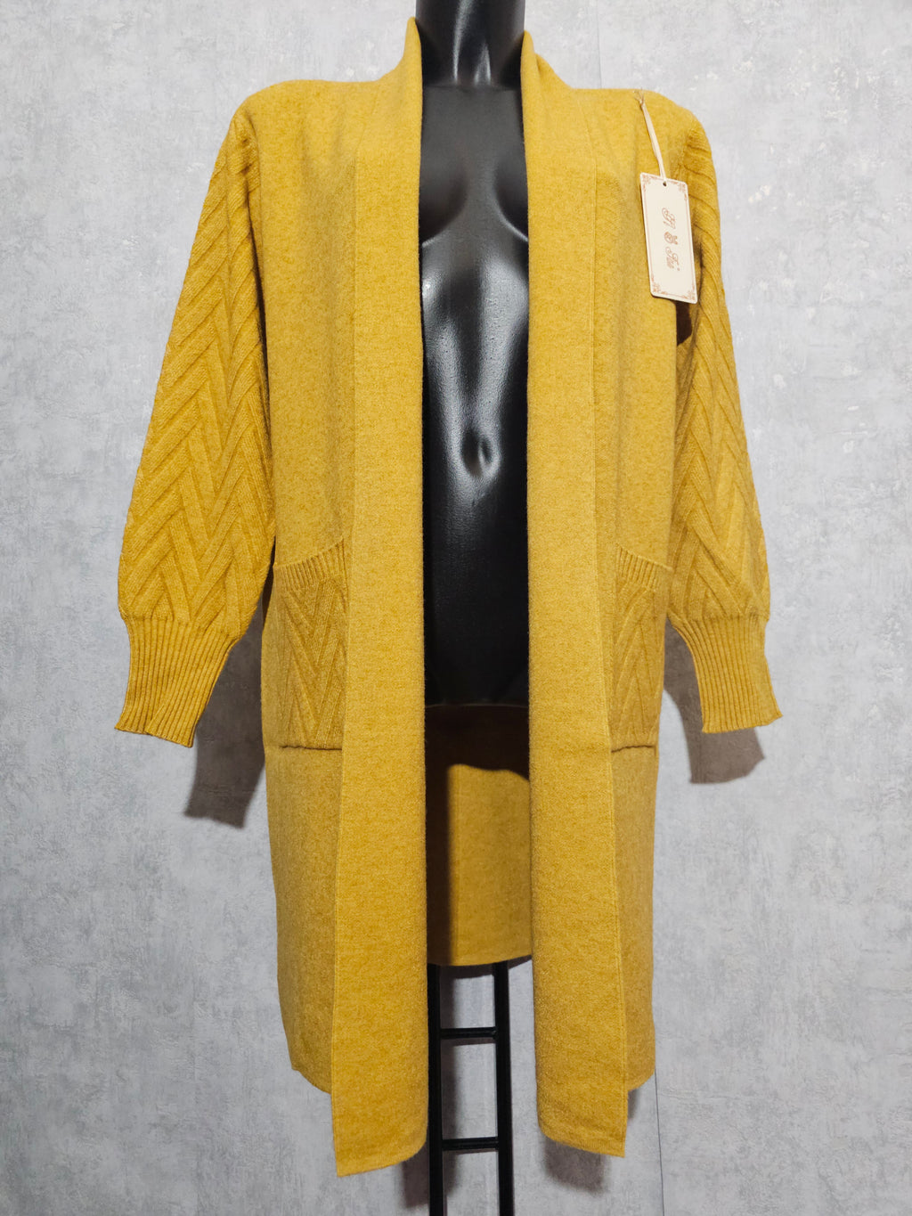 Eleganter Strick-Cardigan in Gelb