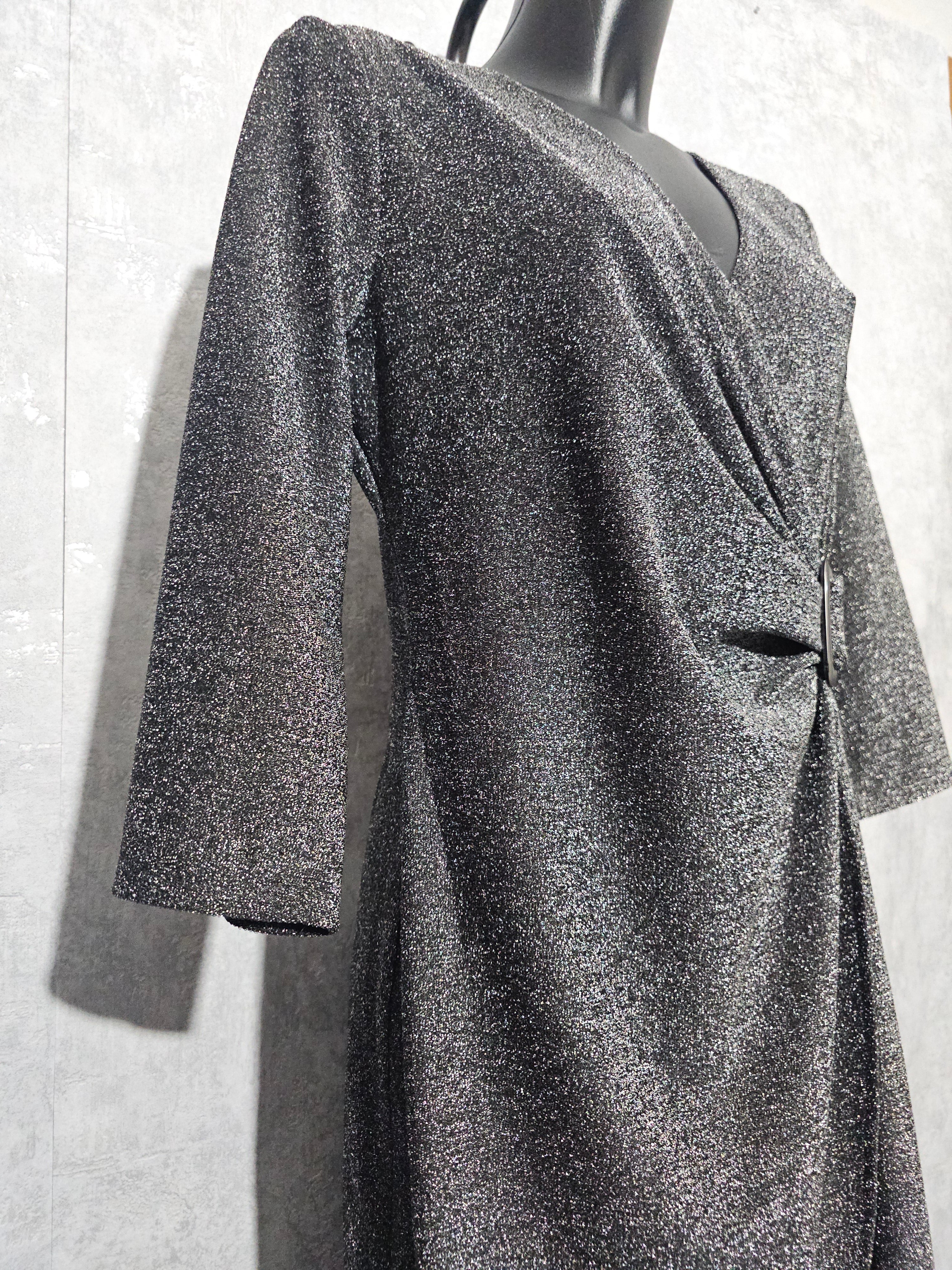 Festliches Glitzerkleid– Silber | 48 & 50
